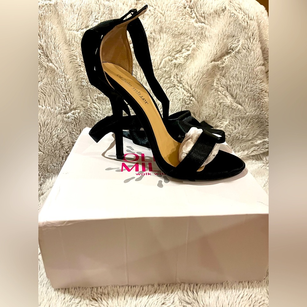 Olivia Miller Satin Elegant Black High Heels